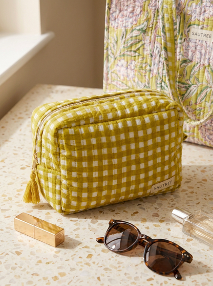 Apple Green Peony Gingham Set