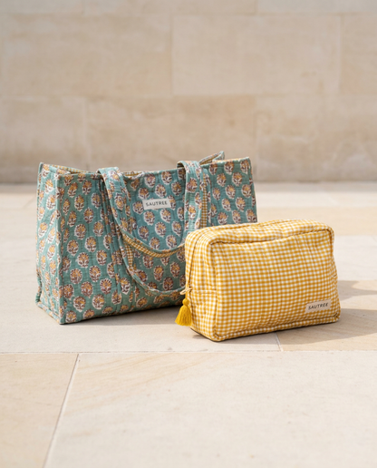 Sea Green Daisy Gingham Set