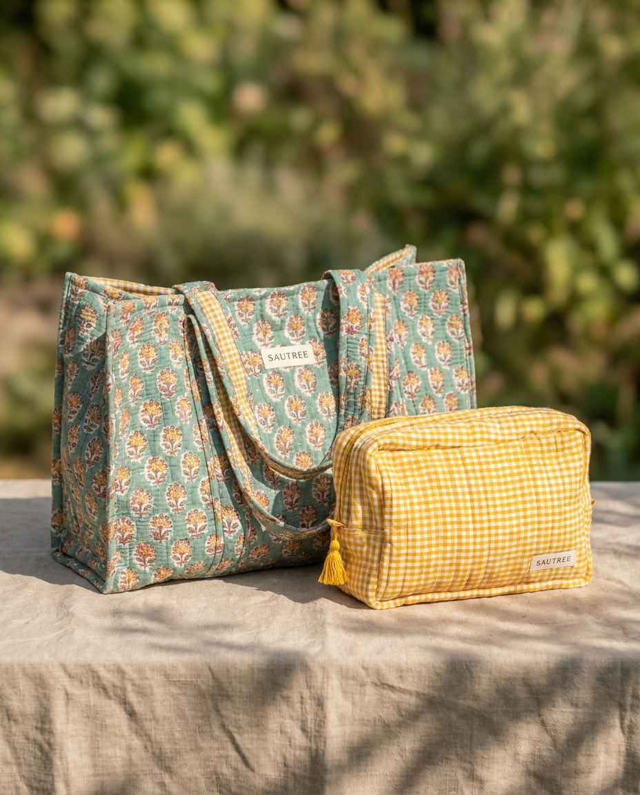 Sea Green Daisy Gingham Set