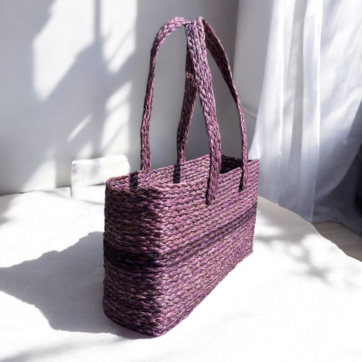 Deep Lavender Handmade Sabai Grass Bag