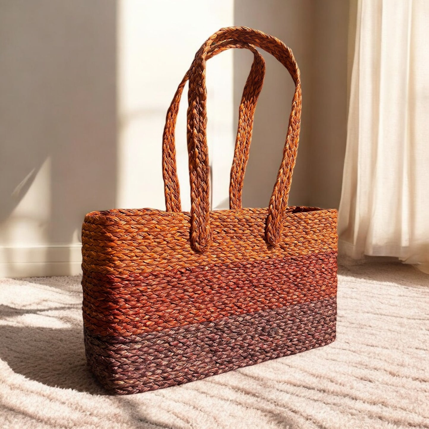 Rust Orange Handmade Sabai Grass Bag