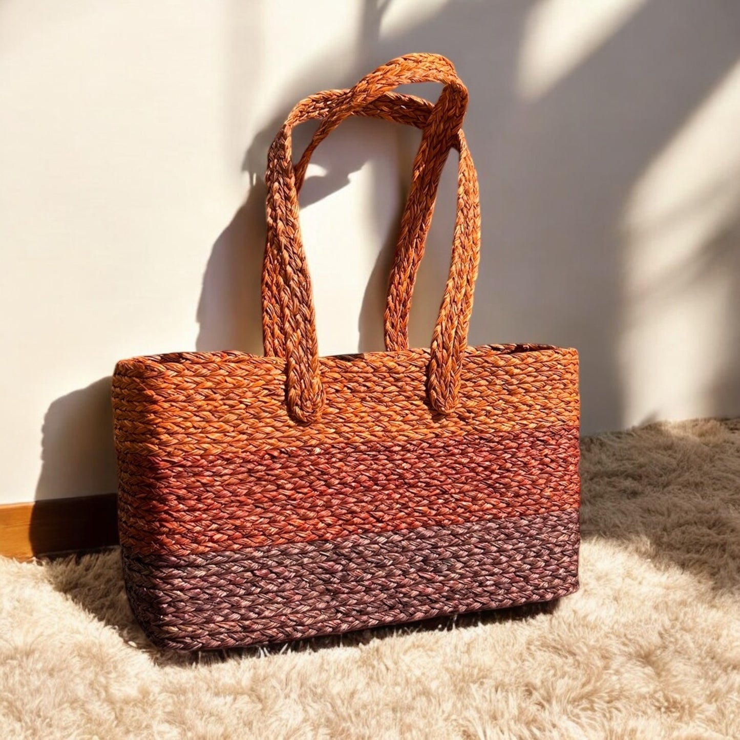 Rust Orange Handmade Sabai Grass Bag