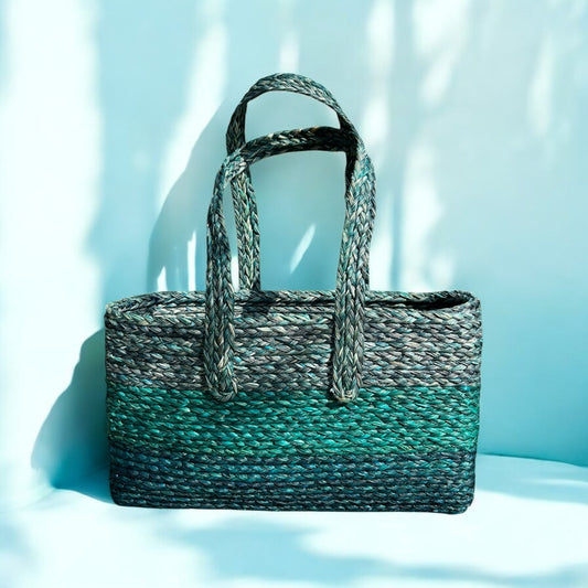 Teal Handmade Sabai Grass Bag