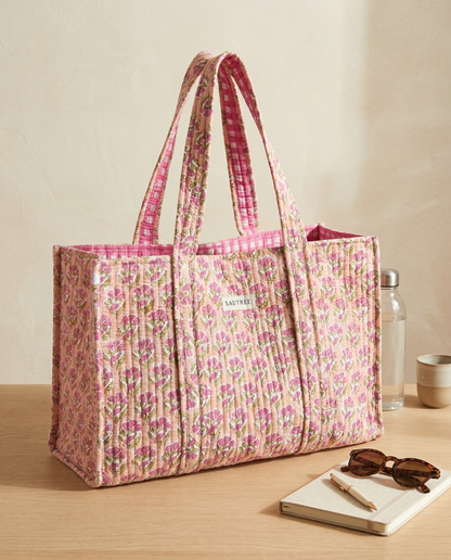Pink Bellflower Midi Tote Bag