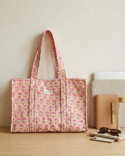 Pink Bellflower Midi Tote Bag