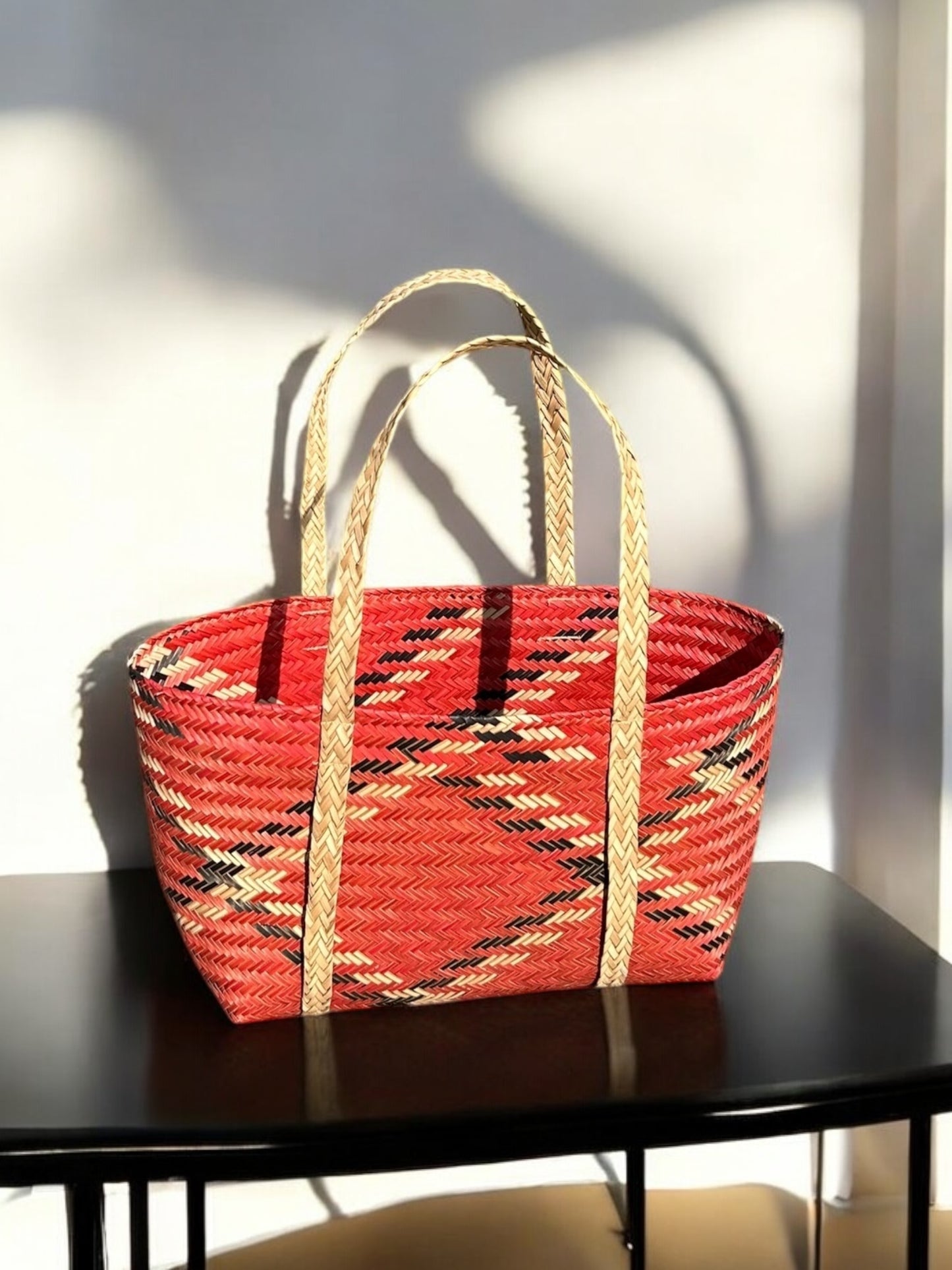 Handwoven Cherry Red Water Reed Bag