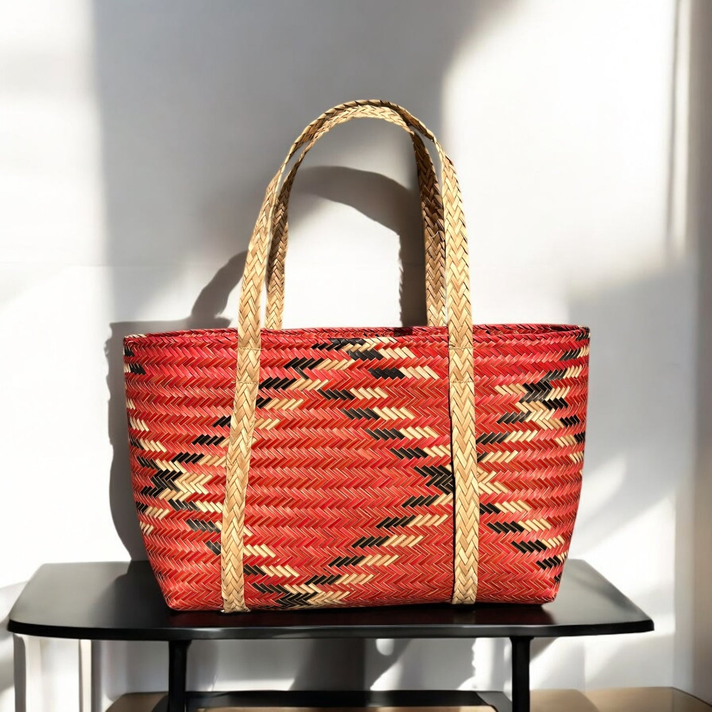 Handwoven Cherry Red Water Reed Bag